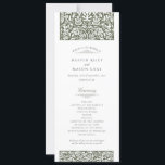 Vintage Sage Wedding Ceremony Program Invitation<br><div class="desc">This beautifully designed wedding ceremony program is perfect for couples seeking an elegant, vintage-inspired touch for their special day. The program features intricate sage and white floral motifs, reminiscent of classic vintage artistry, adding a timeless charm to your wedding decor. The delicate scrollwork and symmetrical floral design bring sophistication and...</div>
