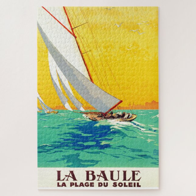 Vintage Sail Boats French Travel Jigsaw Puzzle (Vertical)