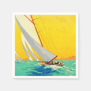 Vintage Sail Boats French Travel Napkin
