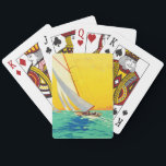 Vintage Sail Boats French Travel Playing Cards<br><div class="desc">French and European Travel Advertisements - blue sea and sunny yellow sky illustration</div>
