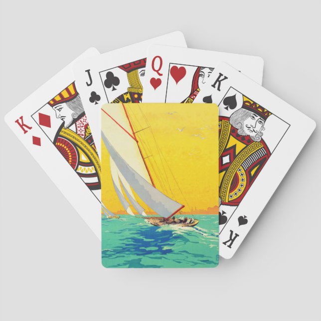Vintage Sail Boats French Travel Playing Cards (Back)