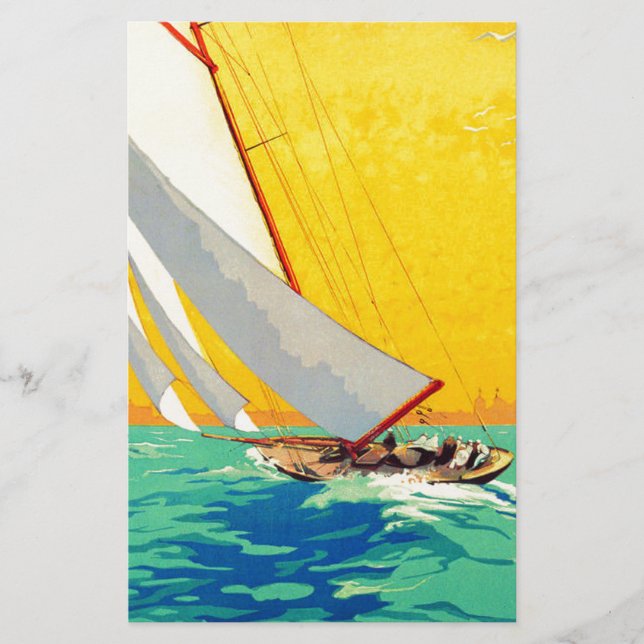 Vintage Sail Boats French Travel Stationery (Front)