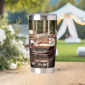 Vintage Sailboat at Tropical Dock -   Insulated Tumbler