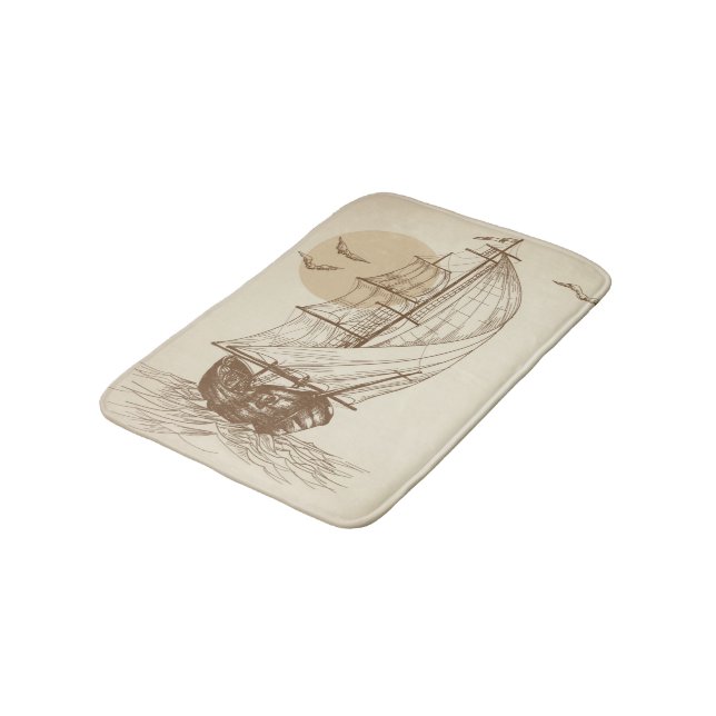 Vintage sailboat bath mat (Angled)