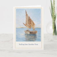 Vintage Sailboat Birthday Card | Nautical Coastal