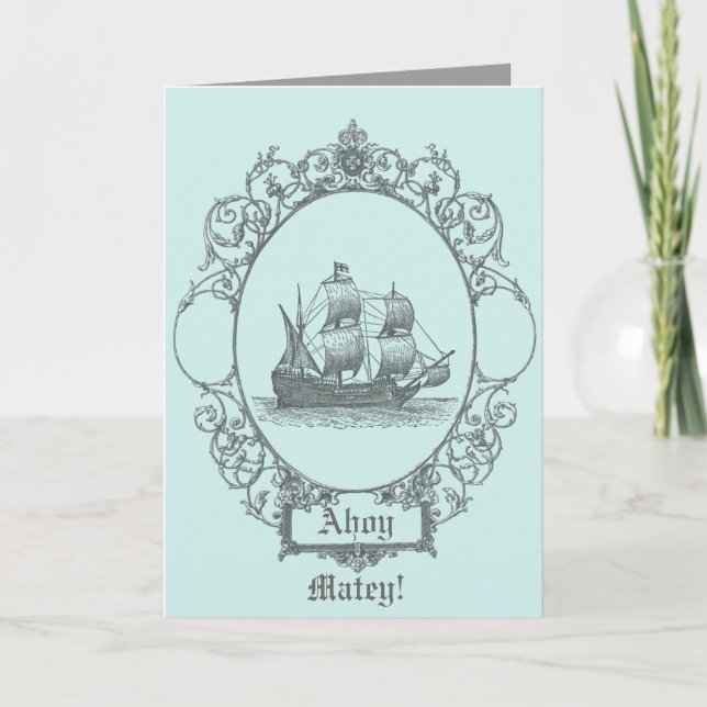 vintage sailboat Boy Pirate Birthday Party Invitation (Front)