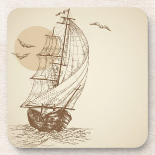 Vintage sailboat coaster