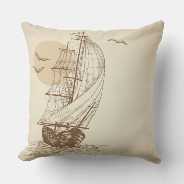 Vintage sailboat cushion (Front)
