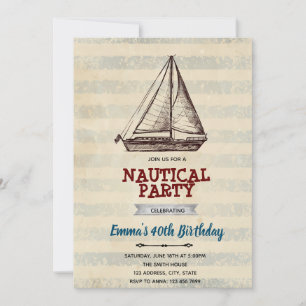 Vintage sailboat invitation