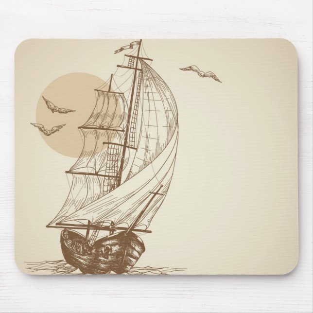Vintage sailboat mouse mat (Front)