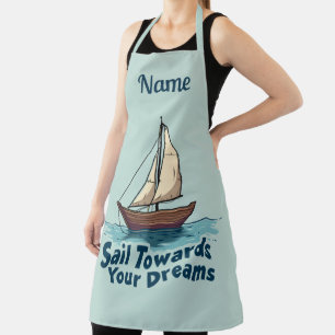 Vintage Sailboat Nautical Inspirational Quote Apron