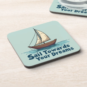 Vintage Sailboat Nautical Inspirational Quote Coaster