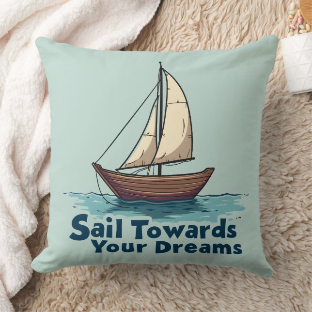 Vintage Sailboat Nautical Inspirational Quote Cushion (Blanket)