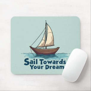 Vintage Sailboat Nautical Inspirational Quote Mouse Mat