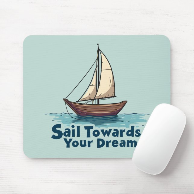 Vintage Sailboat Nautical Inspirational Quote Mouse Mat (With Mouse)