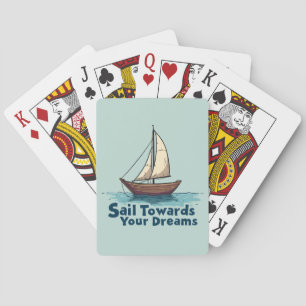 Vintage Sailboat Nautical Inspirational Quote Playing Cards