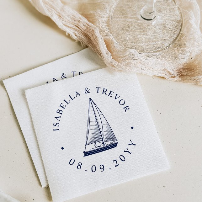 Vintage Sailboat | Nautical Wedding Napkins (Creator Uploaded)