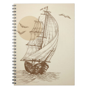 Vintage sailboat notebook
