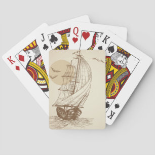 Vintage sailboat playing cards
