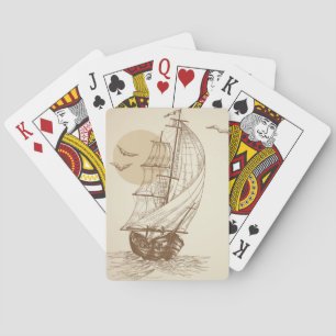 Vintage sailboat playing cards