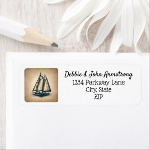 Vintage Sailboat Sailor Nautical Return Address