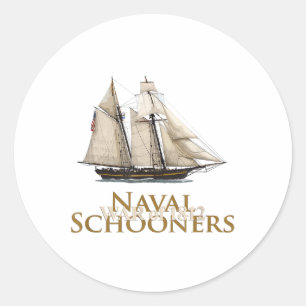 Vintage Sailboat, Schooner, Naval Boat, War Of 181 Classic Round Sticker