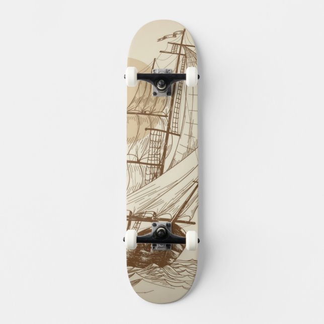 Vintage sailboat skateboard (Front)