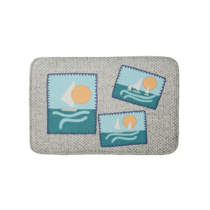 Vintage sailing application bath mat