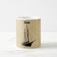 Vintage Sailing Ship and Map