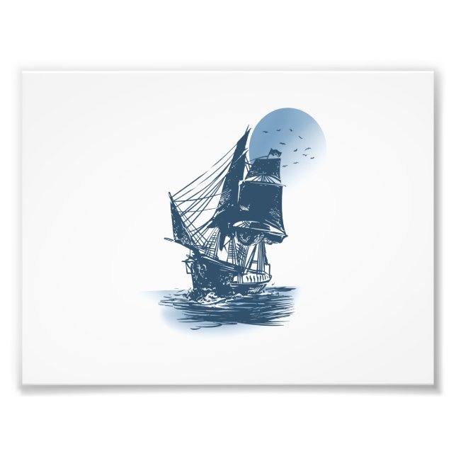 Vintage sailing ship - Choose background colour Photo Print (Front)