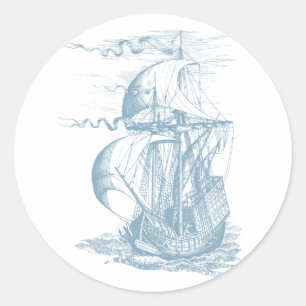 Vintage Sailing Ship Classic Round Sticker