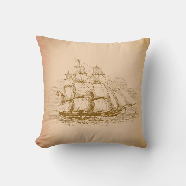 Vintage Sailing Ship Cushion (Front)