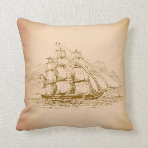 Vintage Sailing Ship Cushion