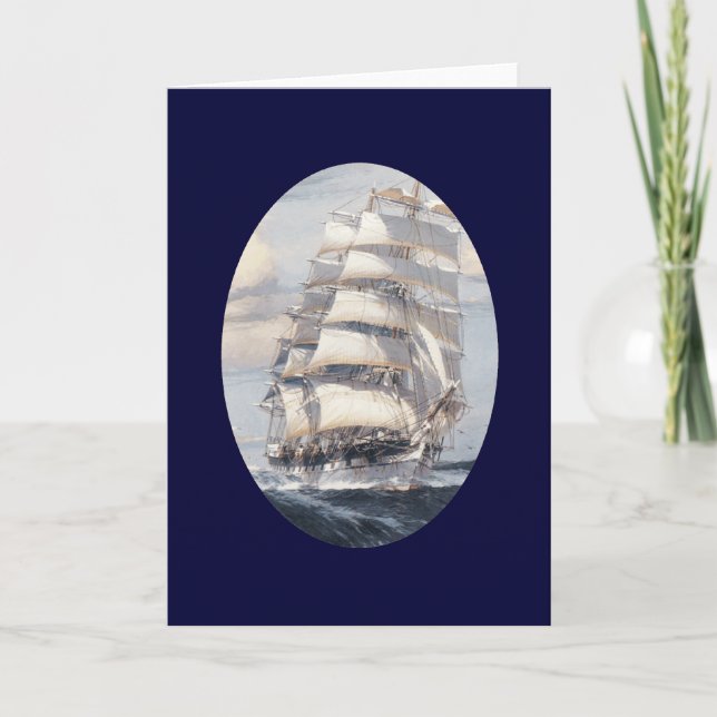 Vintage Sailing Ship Greeting Card (Front)