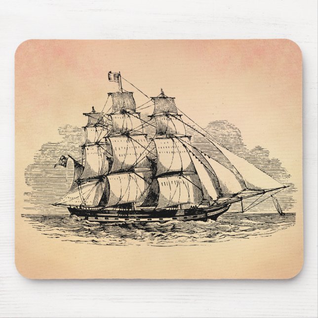 Vintage Sailing Ship Mouse Mat (Front)