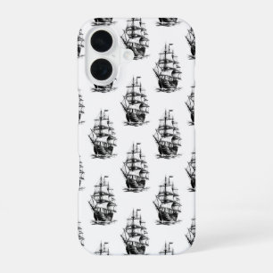 Vintage Sailing Ship Pattern Design iPhone 16 Case