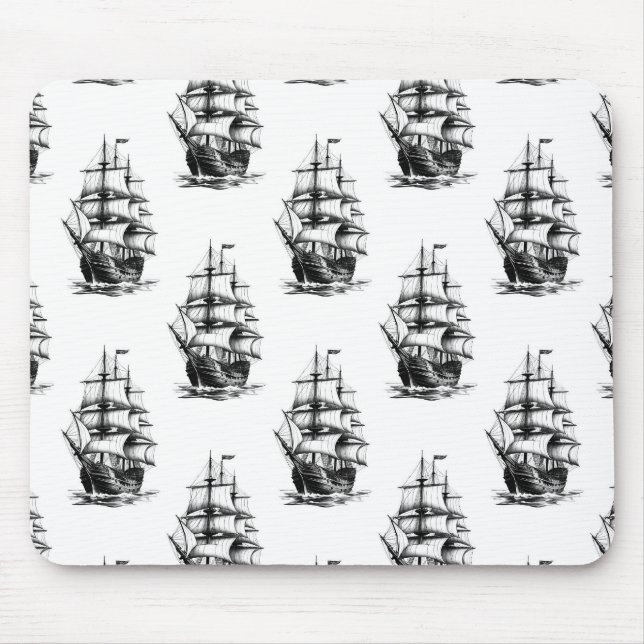  Vintage Sailing Ship Pattern Design  Mouse Mat (Front)
