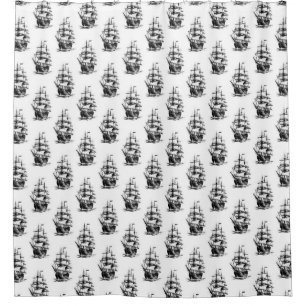  Vintage Sailing Ship Pattern Design  Shower Curtain