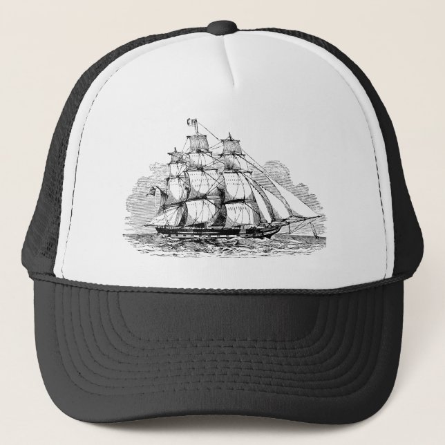 Vintage Sailing Ship Trucker Hat (Front)
