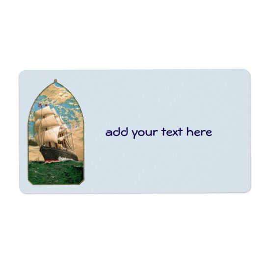 Vintage Sailing ship with American Flag Shipping Label