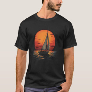 Vintage Sailing - Sunset Companionship on Sailboat T-Shirt