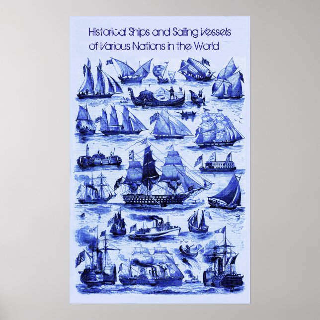 VINTAGE SAILING VESSELS,SHIPS OF VARIOUS NATIONS POSTER (Front)