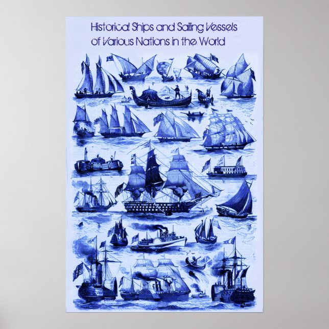 VINTAGE SAILING VESSELS,SHIPS OF VARIOUS NATIONS POSTER (Front)