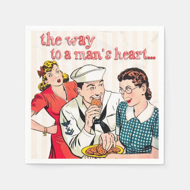 Vintage Sailor and Housewife Comic Art  Napkin (Front)