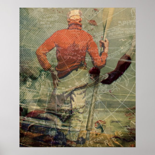 Vintage Sailor Diving Woman Mermaids Collage Poster (Front)