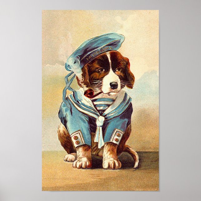 Vintage Sailor Dog Poster (Front)