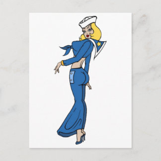 Vintage Sailor Girl Tattoo Art Postcard