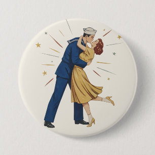 Vintage Sailor Kiss Pinup 7.5 Cm Round Badge