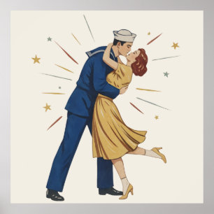 Vintage Sailor Kiss Pinup Poster