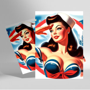 Vintage Sailor Pin-up Postcard